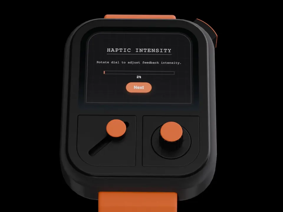 HapticSense wristband with its dial and immersion slider